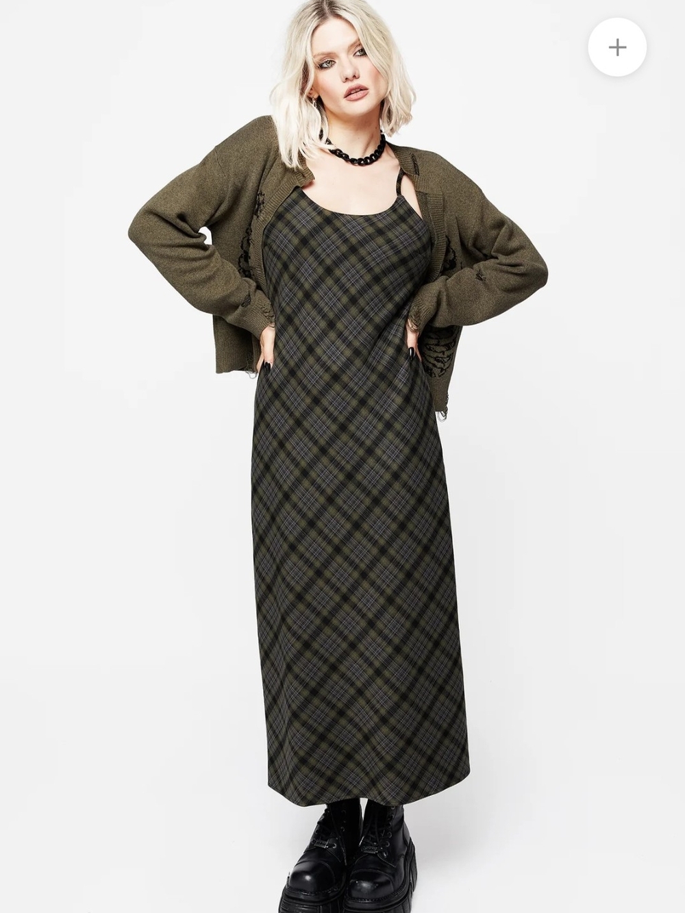 Reseda Check Midaxi Cami Dress